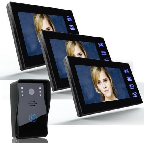 7" TFT Video Door Phone Intercom Doorbell With IR-CUT IR Camera HD 1000 TV Line Night Vision 3 pcs Indoor Monitors