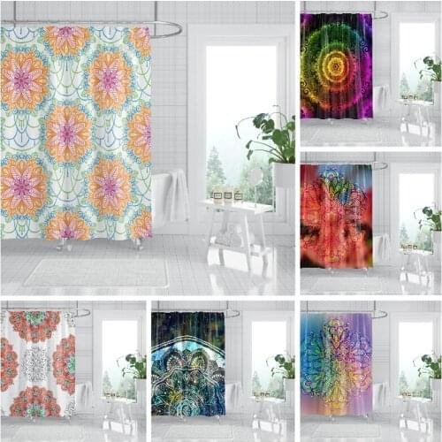 Ethnic Mandala Shower Curtain Bohemian Datura Flowers Pattern Waterproof Polyester Curtains Bathtub Home Decoration