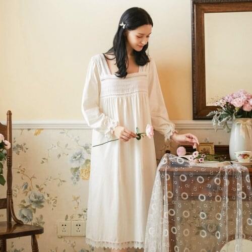 Roseheart Women Homewear Female White Sexy Sleepwear Night Dress Lace Mesh Square Neck Nightwear Nightgown Gown