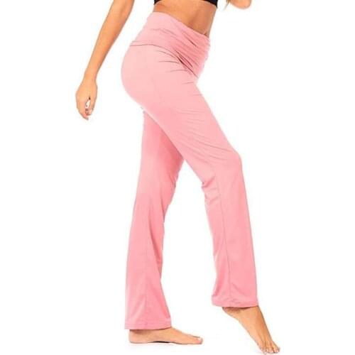Womens Small Flared Fitness Trousers Loose High Waist Yoga Pants