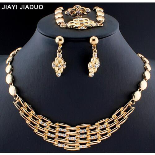 Jiayijiaduo African dubai gold Color jewelry set simple atmosphere of female costume jewelry collection wedding dropshipping