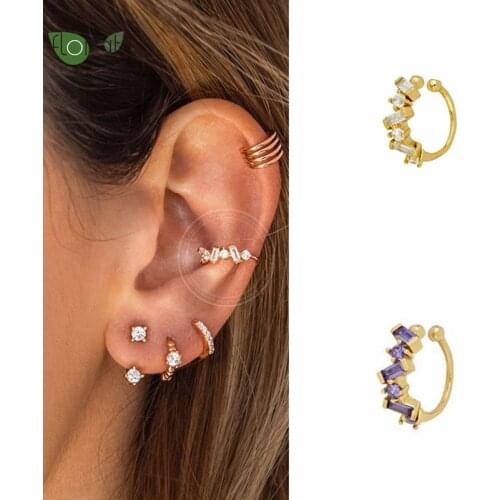 1PC Simple Earcuff Crystal Earrings For Women Trendy Small Round Ear Cuff Brass/24k Gold-Plated CZ Clip Earrings No Piercing