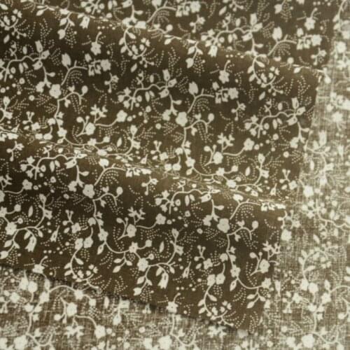 100% Cotton Fabric White Flowers Designs Dark Brown Tecido Plain Patchwork Telas Tecido Home Textile Sewing Scrapbooking Dolls