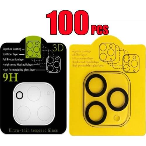 100pcs 9H Full Coverage Film Camera Lens Back 2.5D Tempered Glass Layer Screen Protector Guard For iPhone 13 Pro Max 12 Mini 11