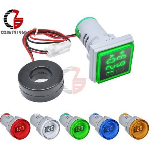 110V 220V AC Digital Voltmeter Ammeter 50-500V 0-100A Square Round Voltage Current Meter Car Volt Tester Test Gauge Amp Detector