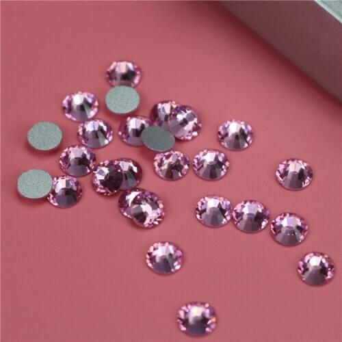 1440pcs/lot SS3-SS20 Crystal Light Pink Non HotFix FlatBack Rhinestones Glass Glitter Glue-On Loose DIY Nail Crystals Stones