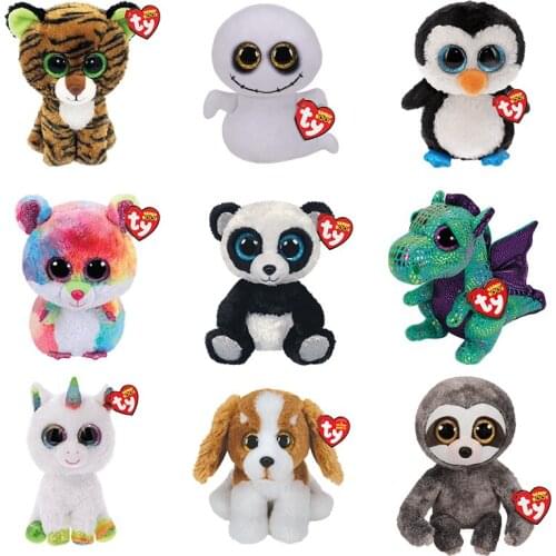 15CM Ty Beanie Big Shiny Eyes Dinosaur Spider Mouse Husky Pillow Doll Soft Plush Stuffed Animal Best Toy Child Birthday Gift