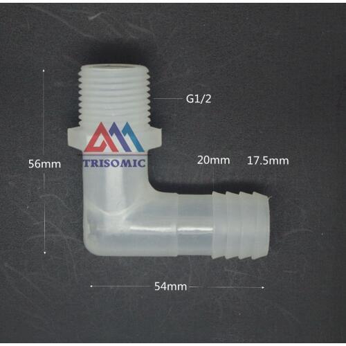 17.5mm*G1/2 Elbow screw thread type Connector Tube Joiner Material PP Plastic Fitting Tank Airline acid and alkali resistant