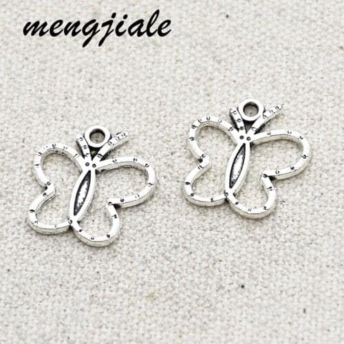 20pcs Wholesale Antique Silver Hollow Butterfly Charms Alloy Metal Pendants For DIY Handmade Jewelry Accessories Making 19*19mm