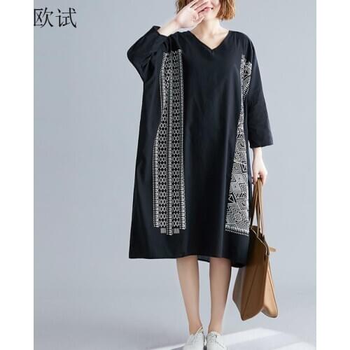 Plus Size 2020 Spring Long Batwing Black Dress Women Striped Casual Ladies Dresses Loose Oversize Korean Dress Robe Femme New