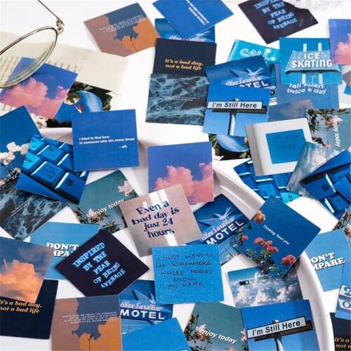 46pcs Ins Style Blue Word Phrases Stickers DIY Scrapbooking Mini Paper Sticker Decoration Diary Label Sticker Stationery