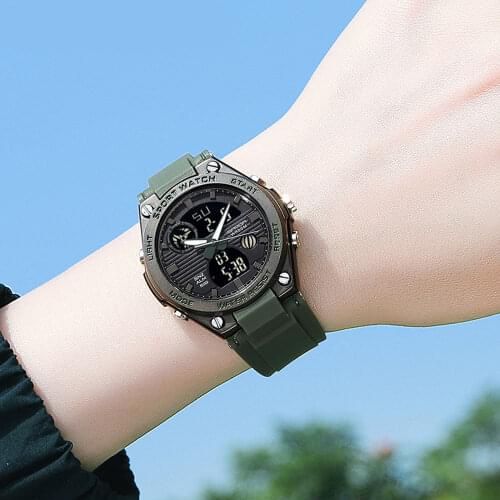 Japanese Movement Watch for Womens Quartz Waterproof Multifunctional Led Digital Silicone Outdoor Sports Wrist Watches Relogio