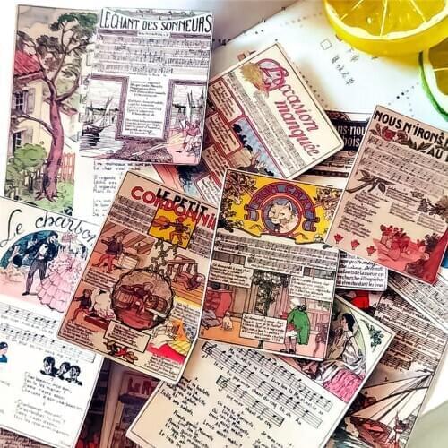 14pcs Hand drawing Vintage sheet music StickersDIY Craft Scrapbooking Album Journal Happy Planner Decorative Stickers