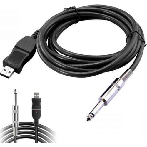 Guitar Cables 3m 10ft Guitar Bass USB to 1/4inch 6.35mm Jack Link Connection Cable Straight Plug