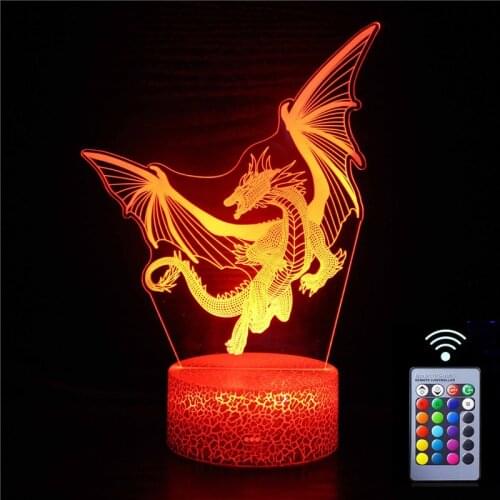 Dinosaur 3d Illusion Lamp Kids Night Light Bedsid Table Lamp Home Decoration Lighting Gifts for Birthday Anniversary Christmas