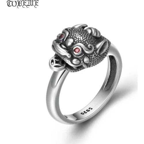 Handmade 100% 925 Silver Pixiu Ring Sterling Fengshui Wealth Pixiu Ring Good Luck Ring