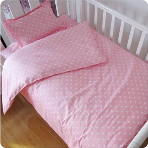 3PCS Dot Baby bedding set baby crib cute style baby cot bedding sets ropa de cuna (Duvet Cover/Sheet/Pillow Cover)