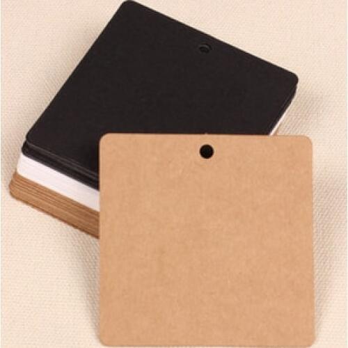 Kraft Paper 6*6cm 5000Pcs/ Lot Brown-White-Black Squared Price Tags With A Hole Writting Wishes Products Information Labels