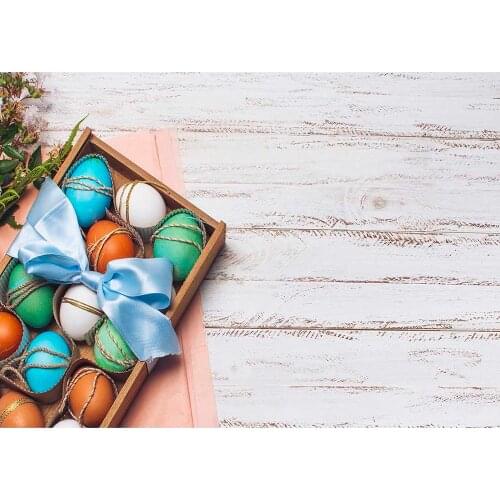 Colorful Easter Eggs Wooden Board Photography Backdrop Customized Backgrounds for Baby Children Home Party Photobooth Fond Photo