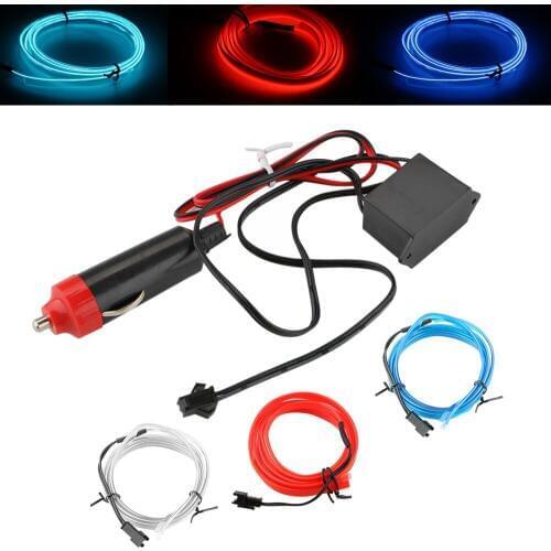 LEEPEE 1M/set Car styling Flexible Neon EL Wire Car 12V LED lights Light Strips Auto Lamps Interior Decoration Decorative Lamp