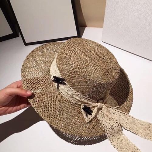 Fashion Hepburn Style Custom Salty Straw Straw Hat For Women Chapeu Feminino Summer Sun Top Hat Sunshade Beach Sombrero Mujer