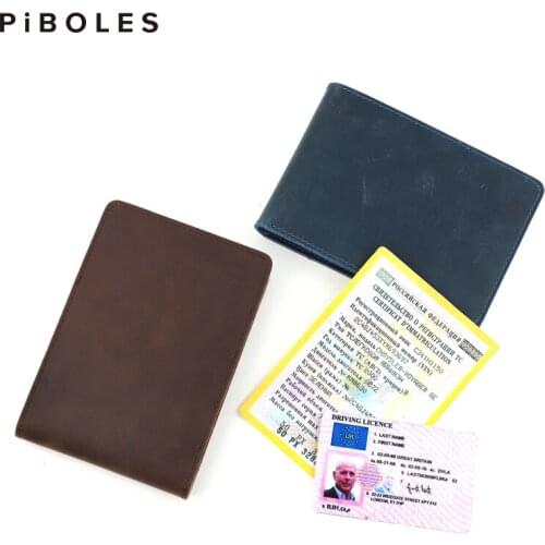 2021 Mens Card Wallet Genuine Leather Driver License Holder Storage Credit ID Card Slot Thin Auto Document Case For Russia