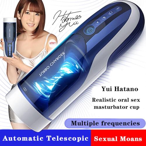 Leten Male Automatic Rotation Telescopic Masturbator Cup Piston Thrusting Vagina Pussy Real Moan Sex Machine Adult Toys for Men