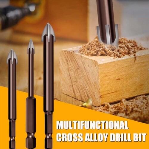 3/4/5/6/7 MM Cross Triangle Drill Bit Glass Ceramic Brick Tile Wall Wood Punch Hole Opener Metal Hole Cutter Core Drill Bit Set