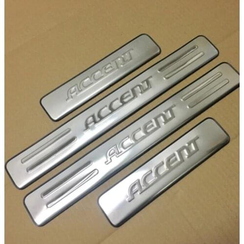 For Hyundai Accent 2006- 2013 Stainless Steel car Side Door Sill Cover / Scuff Plate Trim 4Pcs/Set