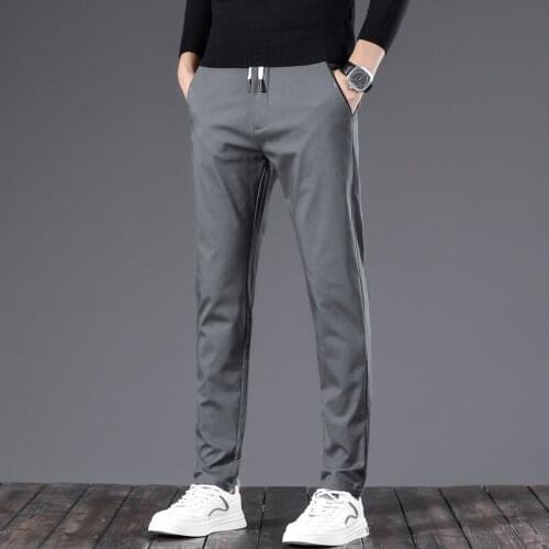 2021 Brand Spring New Casual Mens Trousers Stretch Fashion Pants for Male Skinny Small Feet Trousers