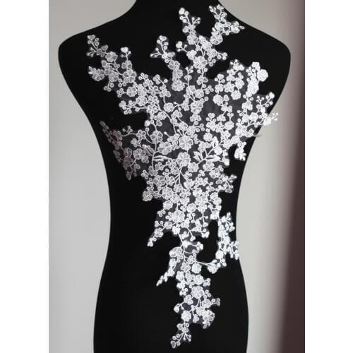 One Piece Ivory 54.5*28cm Embroidered Lace Applique Plum Blossom Sewing Trims Dress DIY Lace Accessories
