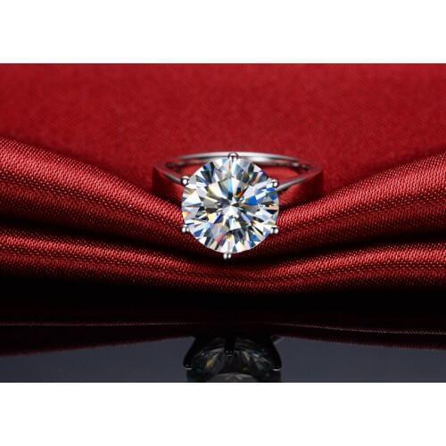 Stunning Six Prongs Diamond Ring 5Ct Round Cut Engagement Ring Genuine 925 Sterling Silver Ring Bridal Jewelry