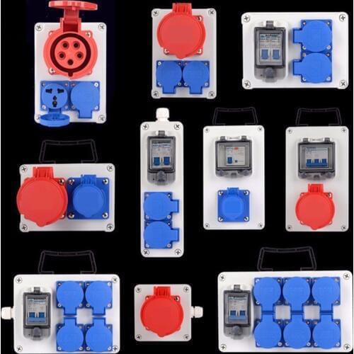 Industry Socket Distribution Box Portable Plastic Group Combine 16a 63a Waterproof Control Box 380v 220v Outdoor