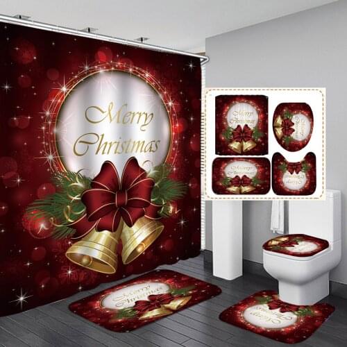 Christmas shower curtain Home Decor Santa Claus Shower Curtain Bath 3D Waterproof Bathroom Curtain or mat