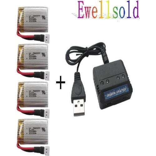 Ewellsold U816 U830 1306 F180 RC Quadcopter parts 3.7V 300mah Li-polymer battery*4pcs+4 in1 charger box 5pcs/lot