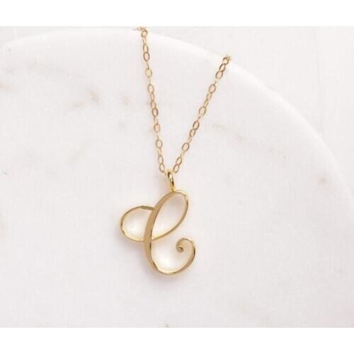 Monogram Letter C Necklace Cursive Pendant Initial Name English Alphabet Text Character Clavicle Charm Jewelry for lovers Gift