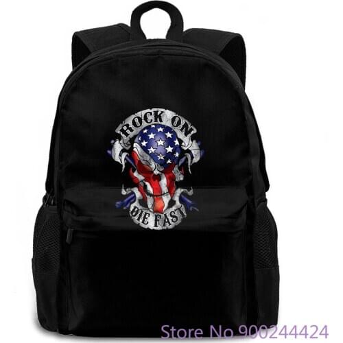 USA Rocker Skull Totenkopf sons stars stripes amerika states anarchy soa New Brand Hip women men backpack laptop travel