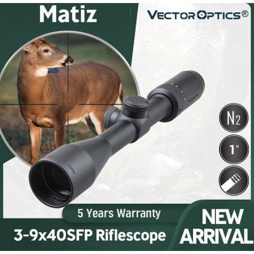 Vector Optics Matiz 3-9x40 Hunting Riflescope 1 Inch 25.4mm Rifle Scope Fits .223 5.56mm .308 & Rimfire .22LR .177HMR & Airgun