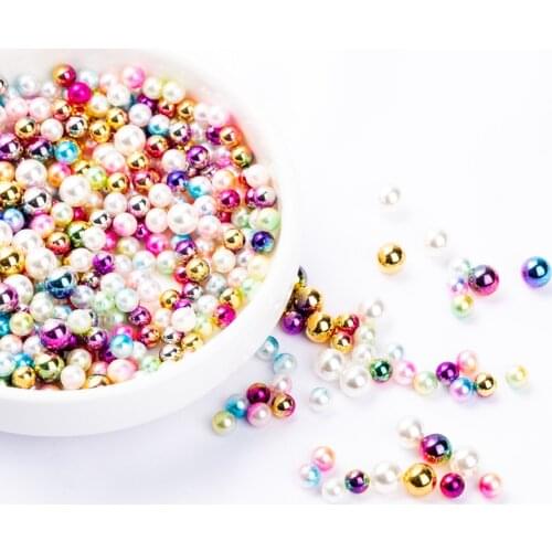 Pearl Shiny Seed Beads ABS Imitation Pearl Round With Hole for Handwork Jewelry DIY Needlework Crafts 13 Type of AB Mixed Colors