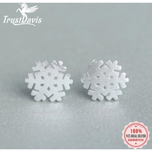 Trusta Womens 100% 925 Sterling Silver Jewelry Fashion cute Tiny Snowflake Stud Earrings Gift for Girls Friend Kids Lady DS23