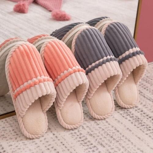 Fashion plush Winter women menSlippers Fur Home Warm Thick Bottom Indoor Cotton Shoes Womens Slippers Cute lovers home Slippers