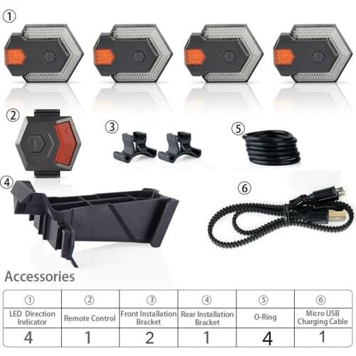 1 Set Bike Turn Signals Front Rear Light Smart Wireless Remote Control Bike Light Cycling Safety Warning LED Taillight Outdoor