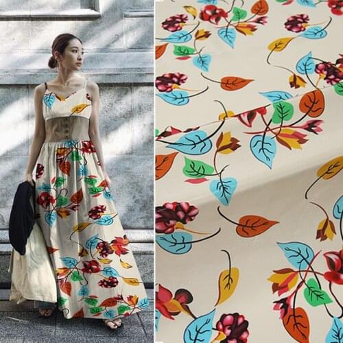 138 * 50cm Silk Spray- Print Crepe -De-Chine Dress Shirt Floral Silk Fabric Silkworm Fabric Summer Fabric