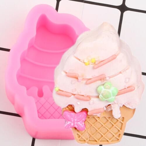 3D Ice Cream Silicone Mold Baby Birthday Cupcake Topper Fondant Cake Decorating Tools Candy Resin Clay Chocolate Gumpaste Moulds