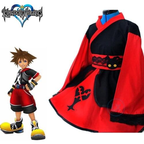 Anime Game Kingdom Hearts II Cosplay Costume Lolita Kimono Dress Full Sets Custom Made Female Girls Halloween Gift