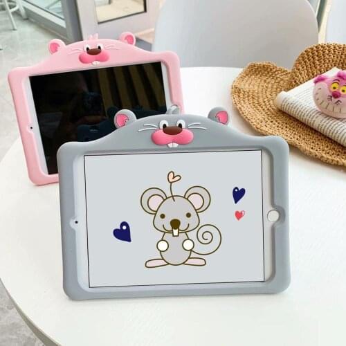 Kids Safe Cartoon Cover For IPad 10.2 9.7 2018 2017 Pro 9.7 10.5 11 Air 1 2 3 4 Mini 1 2 3 4 5 Tablet Case Silicon Stand Shell