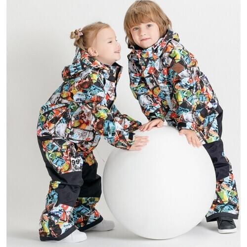 Childrens Ski Suit Jumpsuit Snowboard Jacket Winter Boys and Girls Ski Jackets+Pants Kids Warm Waterproof Windproof Snowsuit