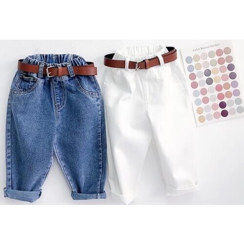 Toddler Girls Jeans Casual Korean Denim Pants for Girl Kids Pants 2 3 4 5 6 Years Girl Children Spring Autumn Trousers 2020 New