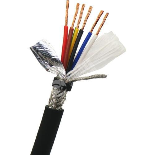 Shielded Towline Wire 6 core 0.3, 0.5, 0.75,1 ,1.5 mm² High Flexibility TRVVP Drag Chain Cable 5m (22,20,18,17,16 AWG)