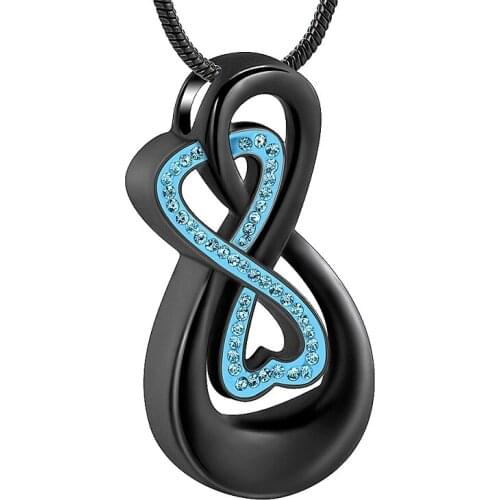 IJD10010 Infinity Keepsakes Cremation Urn Necklace Jewelry Love Me Forever for Woman/Man Human Pet Black Pendant Ashes Jewelry